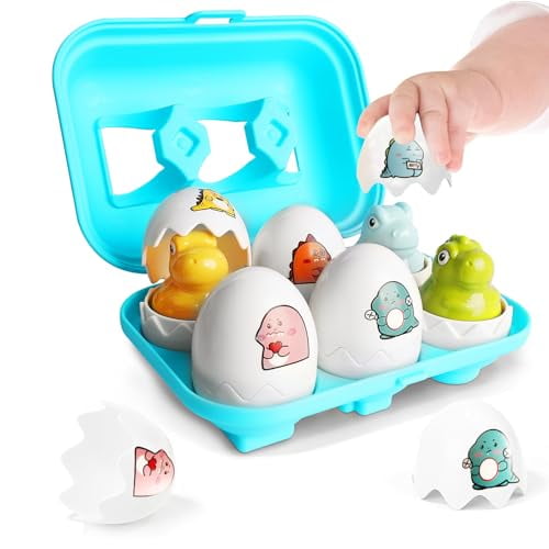 Hide & Squeak Dinosaur Eggs,Tinabless Montessori Sorting & Matching Learning Toys for Toddlers Kids Boys Girls,Easter Basket Stuffers Gifts Party Favors