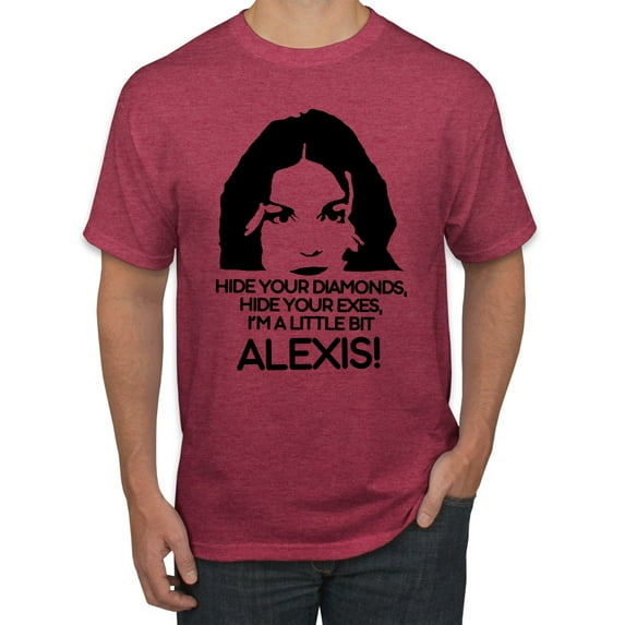 Hide Your Diamonds Exes from Alexis Quote Pop Culture Men's Graphic T-Shirt, Vintage Heather Red, Small