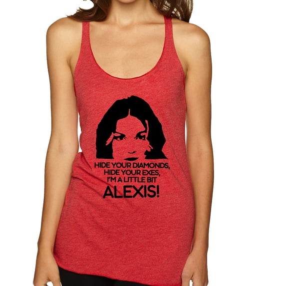 Hide Your Diamonds Exes from Alexis Quote Pop Culture Tri-Blend Racerback Tank Top, Vintage Red, Small