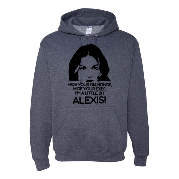 Hide Your Diamonds Exes from Alexis Quote Pop Culture Unisex Graphic Hoodie Sweatshirt, Vintage Heather Navy, Medium