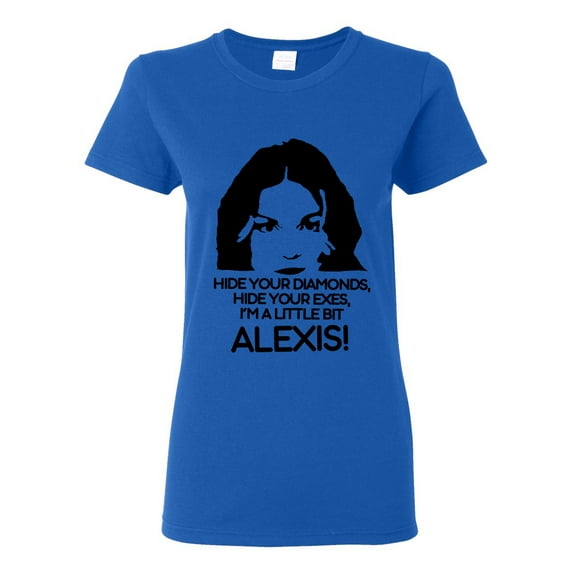 Hide Your Diamonds Exes from Alexis Quote Pop Culture Womens Graphic T-Shirt, Royal, 3XL