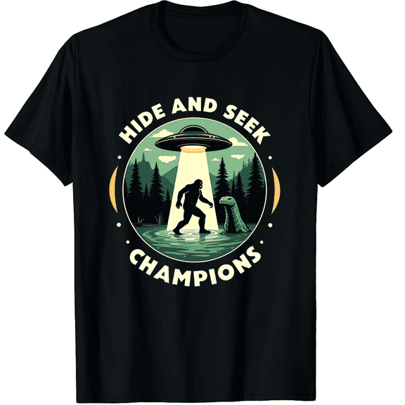 Hide and Seek Champion Shirt - Bigfoot Sasquatch Graphic Black T-Shirt for Men and Women