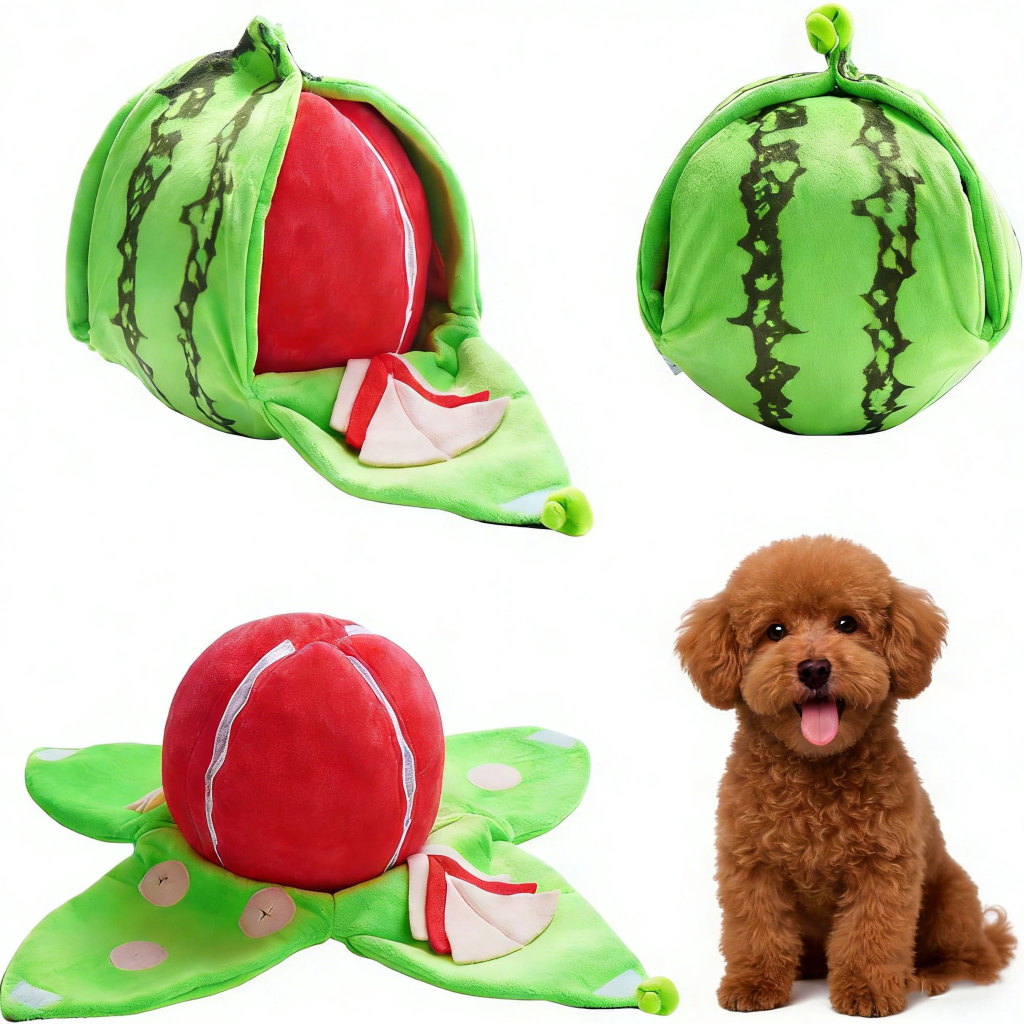 Hide and seek plush dog toy,interactive puzzle,watermelon shaped interactive little dog toy,suitable for small and medium-sized dogs.