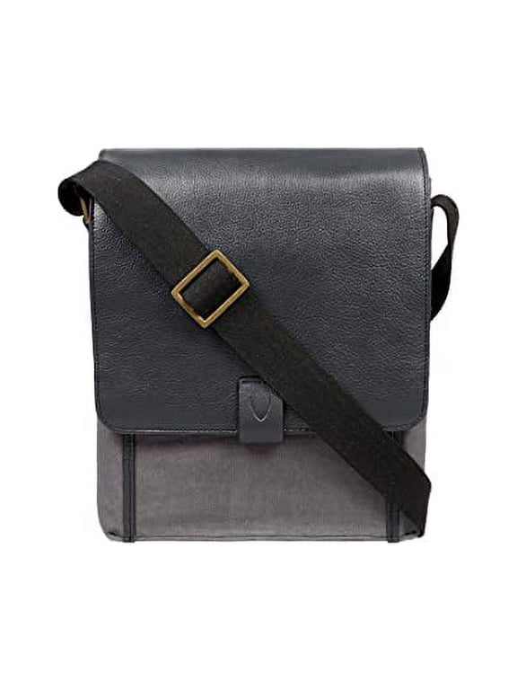 Aiden Genuine Leather & Canvas Medium Crossbody Men/Women Shoulder Messenger Bag/Travel Bag / 10.5" iPad Bag - size(10.4"L x 12.6"H x 3.2"W)