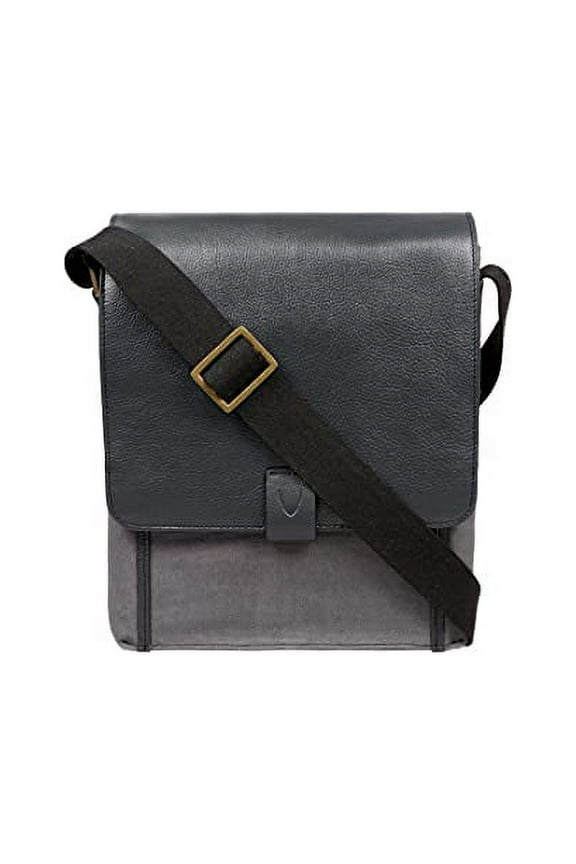 Aiden Genuine Leather & Canvas Medium Crossbody Men/Women Shoulder Messenger Bag/Travel Bag / 10.5" iPad Bag - size(10.4"L x 12.6"H x 3.2"W)