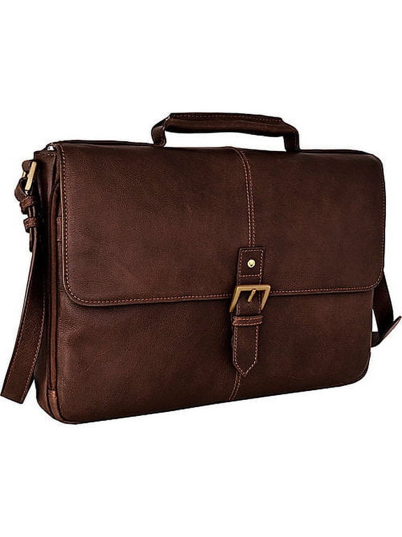 Charles 15" Laptop Compatible Leather Briefcase/ Work Bag Brown