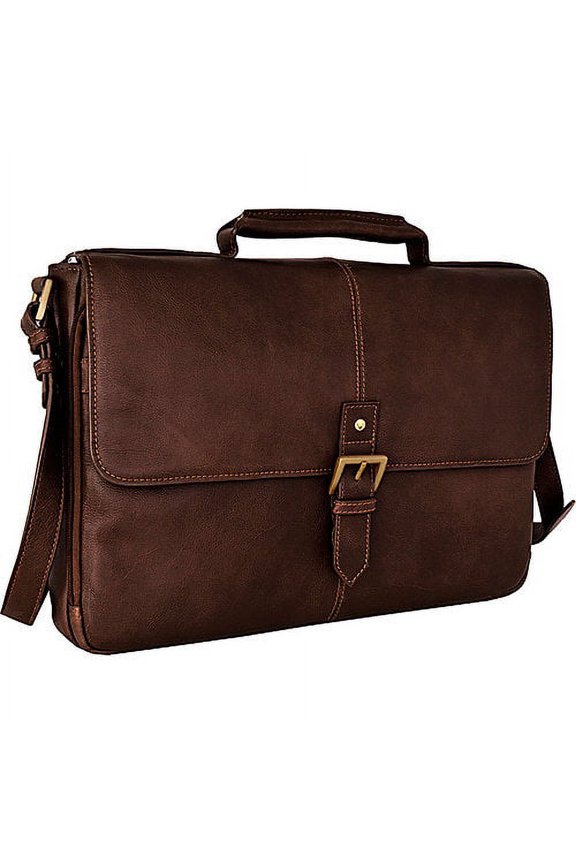 Charles 15" Laptop Compatible Leather Briefcase/ Work Bag Brown