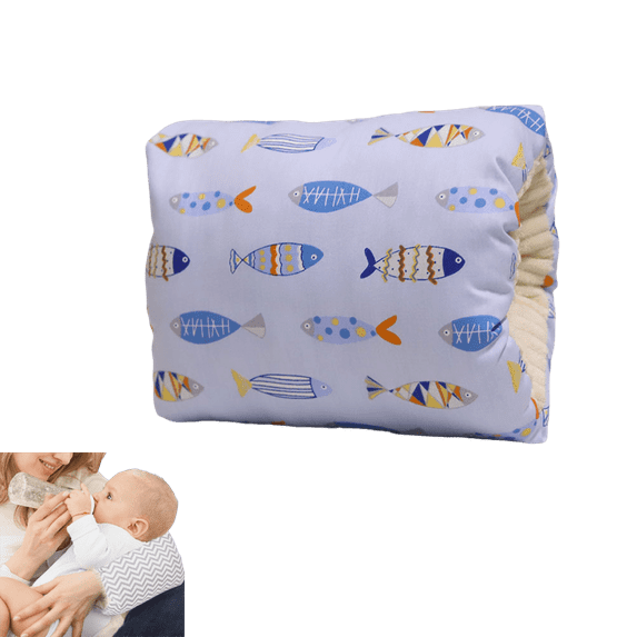 Hidetex Breastfeeding Pillows Cotton Nursing Arm Pillow Skin-Friendly Feeding Pillow Mini Arm Pillow for Breastfeeding Washable Nursing Pillow for Bottle Feeding(Grey Stars with White Background)