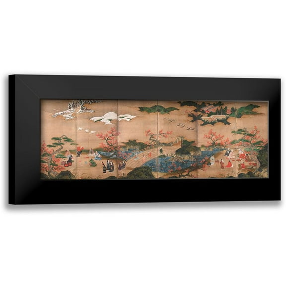 Hideyori, Kano 14x7 Black Modern Framed Museum Art Print Titled - Maple Viewers