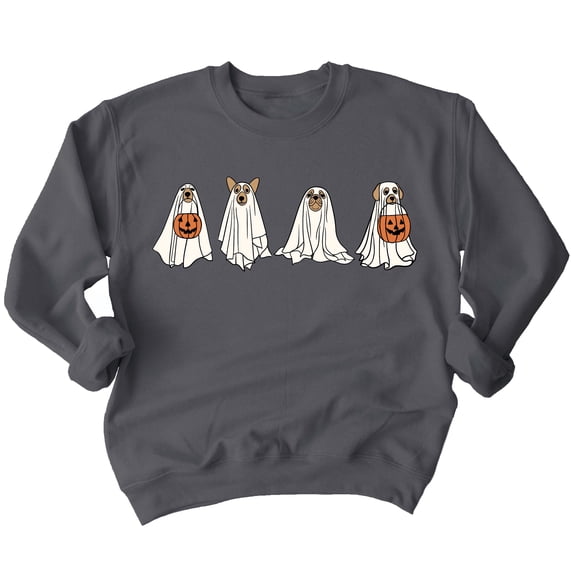 Hiding Ghost Dogs Halloween Outfit Pet Lovers Crewneck Sweatshirt, S, Charcoal