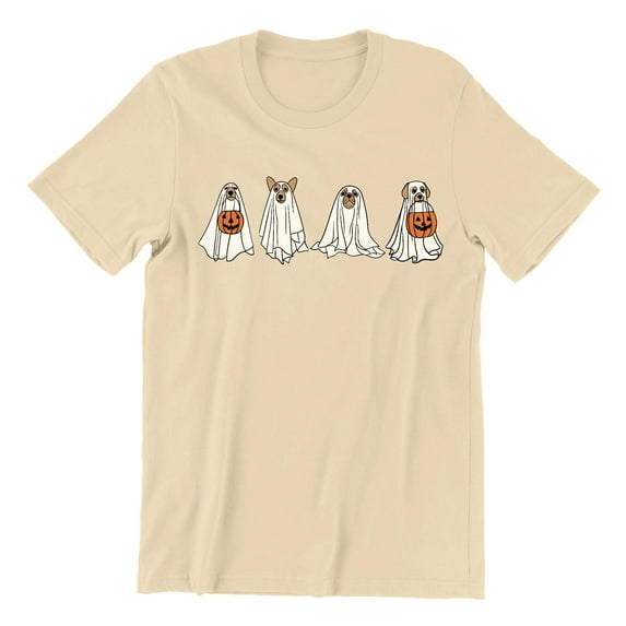 Hiding Ghost Dogs Halloween Outfit Pet Lovers Unisex Men's T-shirt, S, Natural