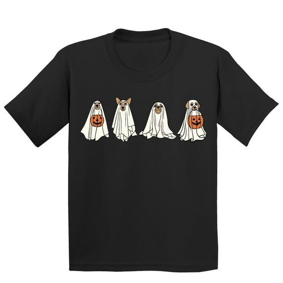 Hiding Ghost Dogs Halloween Outfit Pet Lovers Youth T-shirt, XL, Black