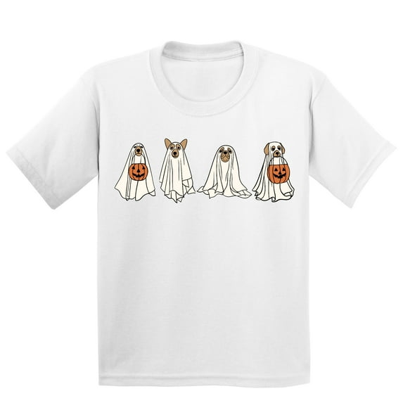 Hiding Ghost Dogs Halloween Outfit Pet Lovers Youth T-shirt, XL, White