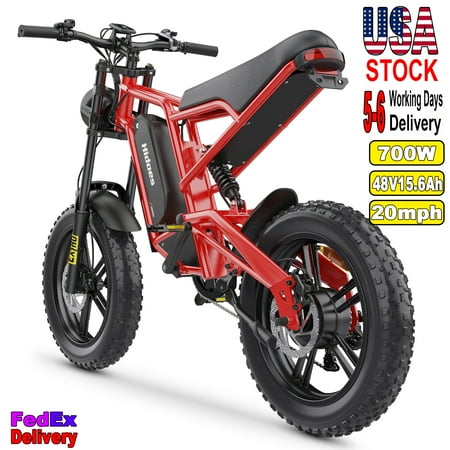 Hidoes B6 Electric Bike Adult, 20" Off Road All Terrains Ebike with 700W Max Motor and 48V 15.6AH Removable Battery Electric Bike up to 20 MPH & 47.9 Miles,UL Safety Certified Electric Dirt Bike