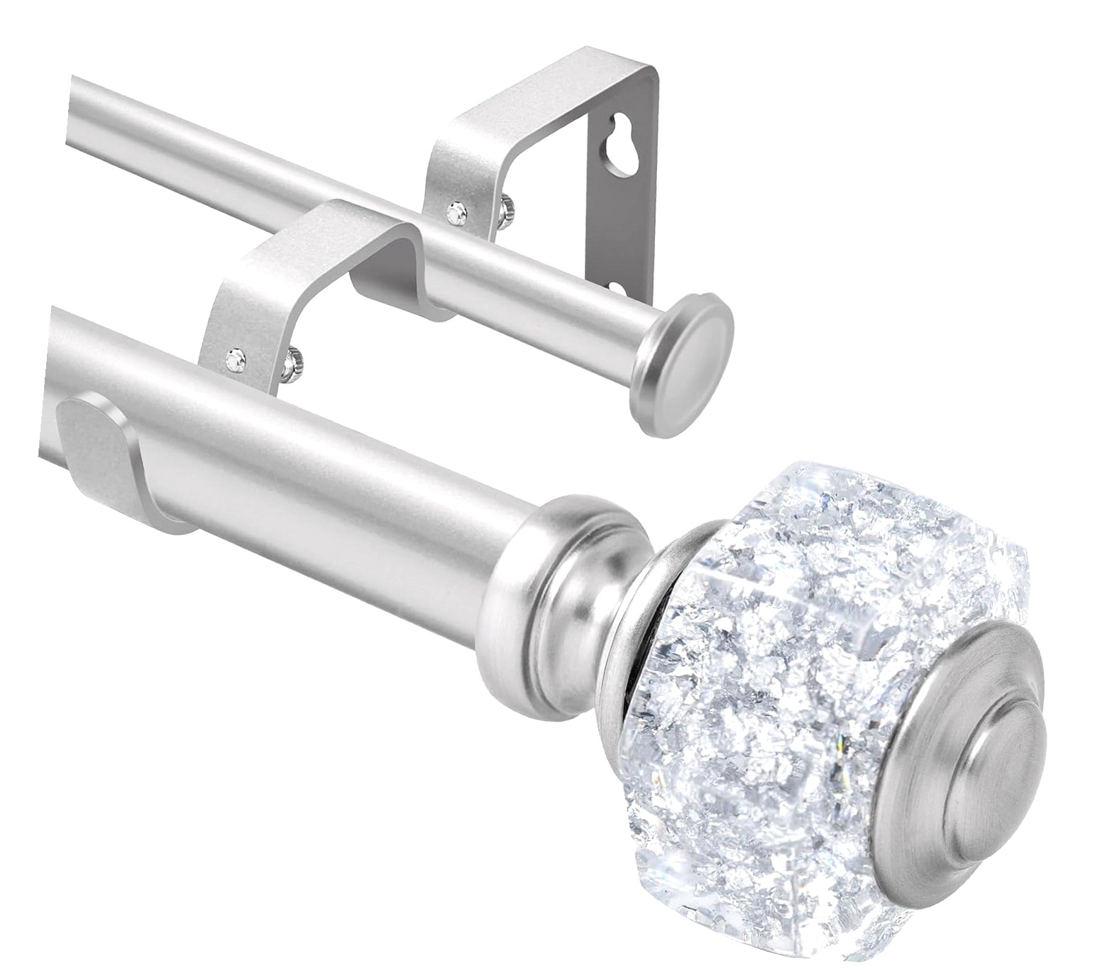 Octagon Window Rods Hidove 1 Inch Silver Double Curtain Rod for Tension curtain rods 48 to ...