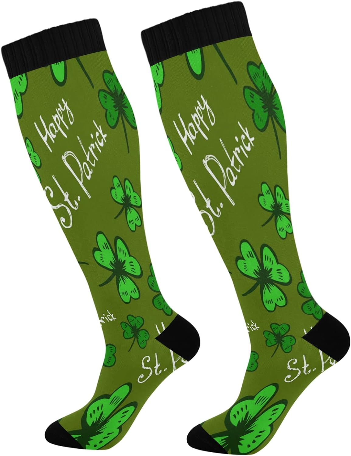Hidove 1 Pair St. Patrick's Day Clover Compression Socks for Women Men ...