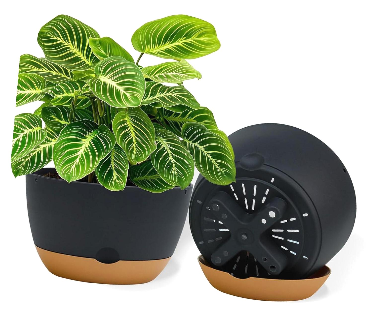 Hidove 12 Inch Indoor Plant Pots, 2-Pack Self-Watering Planters with ...