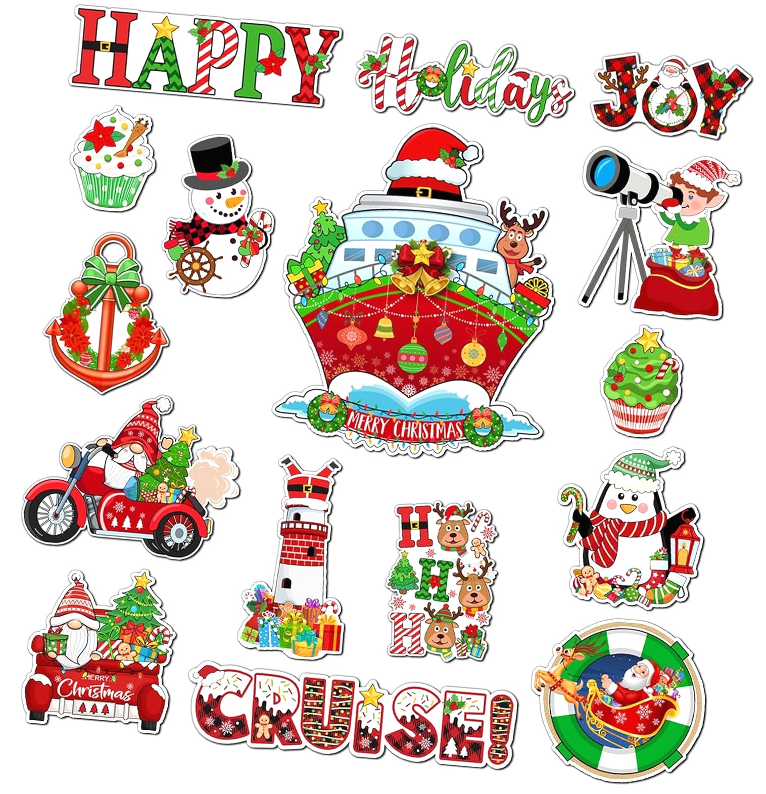 Hidove 16 Pcs Christmas Garage Cruise Door Magnets Fridge Refrigerator ...