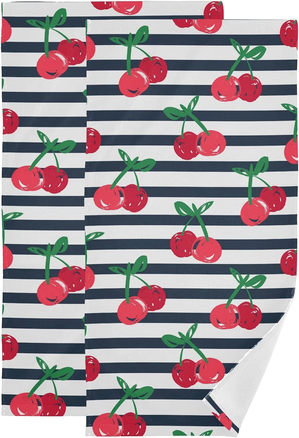 Hidove 2 Pieces Cherry Black and White Buffalo Plaid Bath Towels Set