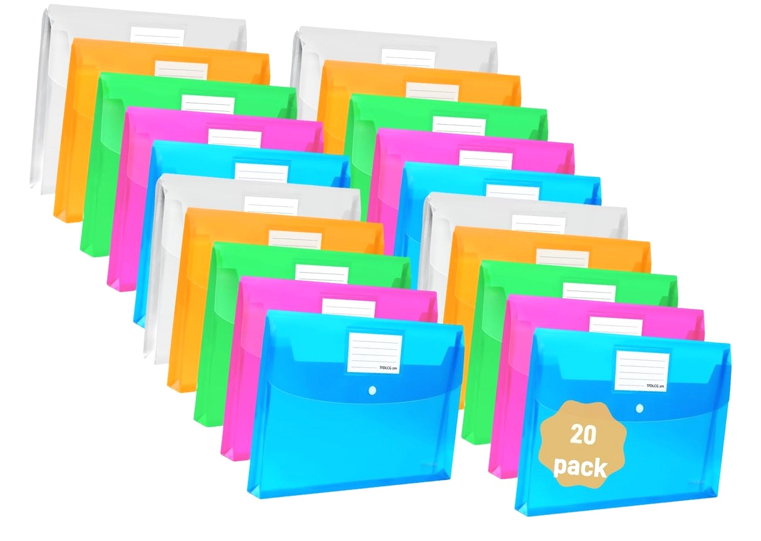Hidove 20 Pack Plastic Envelopes with Closure, Expandable File Folder ...
