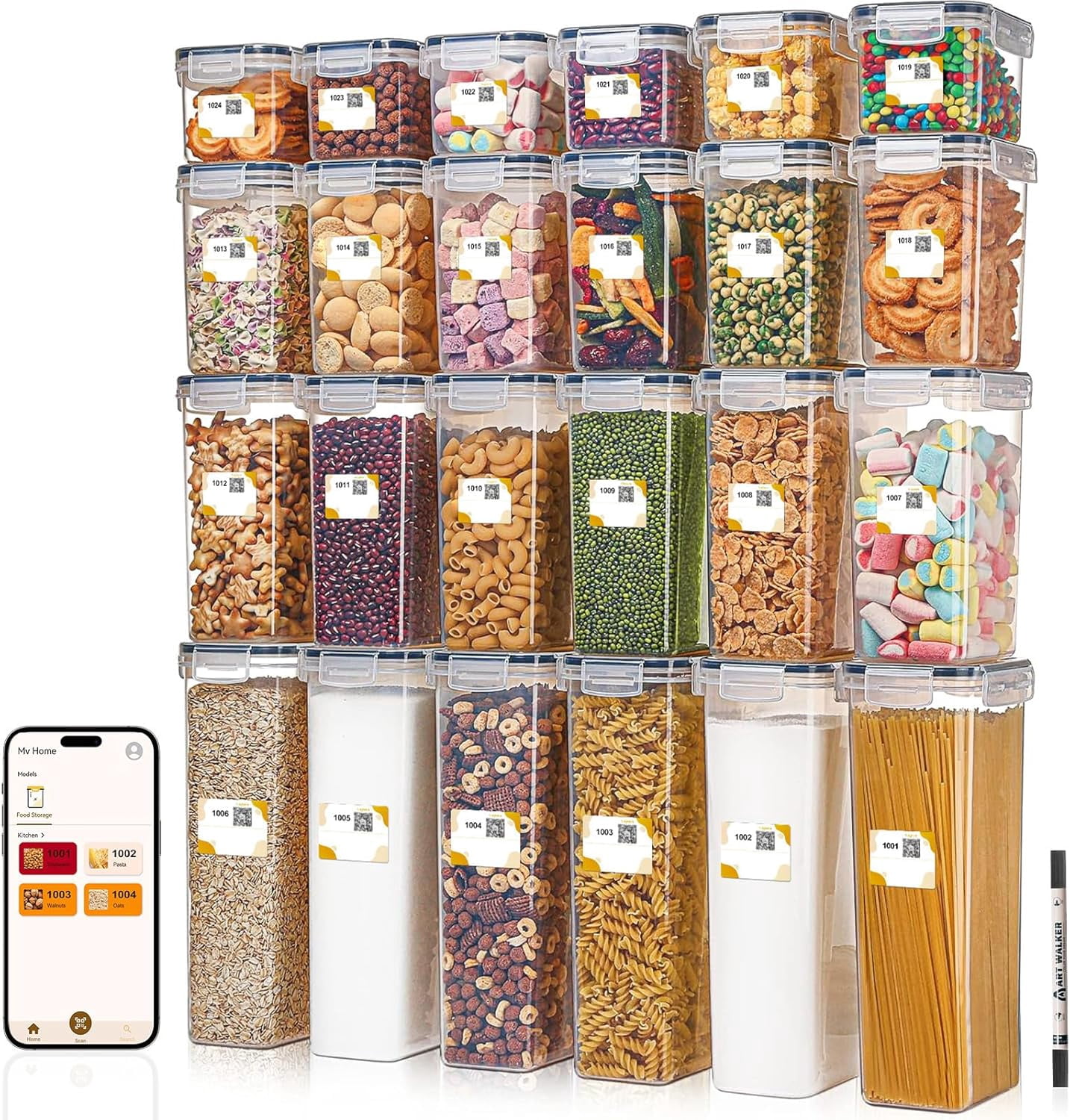 P Container Hidove 24 Pcs Airtight Food Storage Containers Set with Smart Labels ...