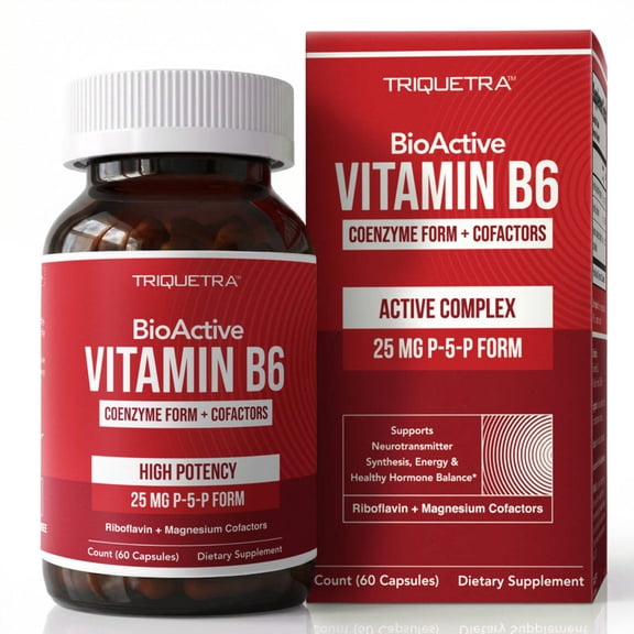 Triquetra BioActive Vitamin B6 (25mg): P-5-P with Riboflavin Magnesium Cofactors
