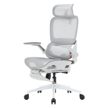 SIHOO B100 PRO Ergonomic Office Chair with Footrest, Mesh Office Chair with Adaptive Lumbar Support, Computer Chair with Wide Headrest, Desk Chair with 360° Rotatable Flip-Up Armrests, Light Grey