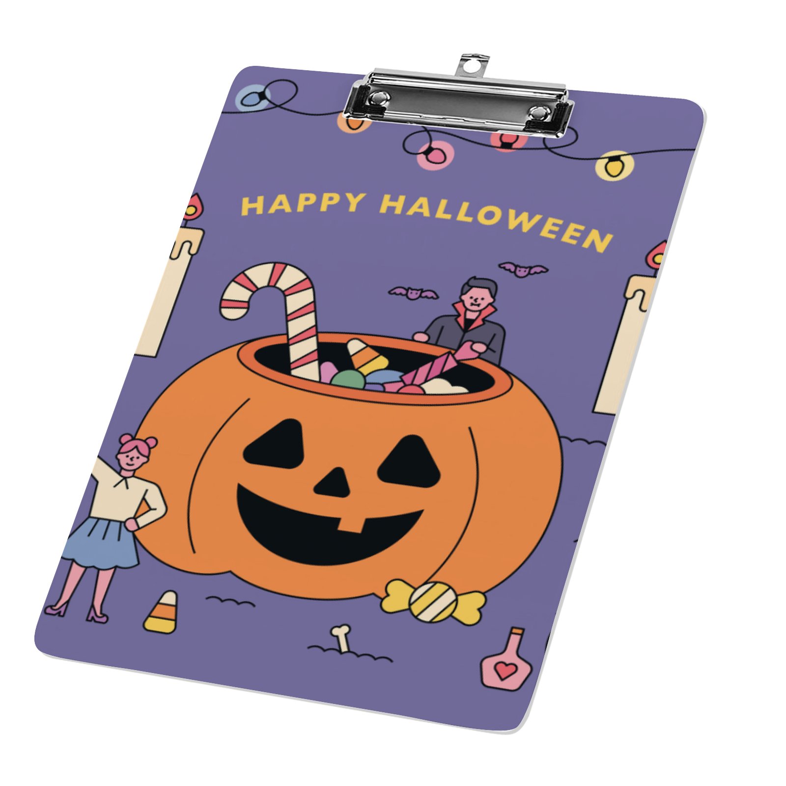 Hidove Acrylic Clipboard, Halloween Characters Standard A4 Letter Size