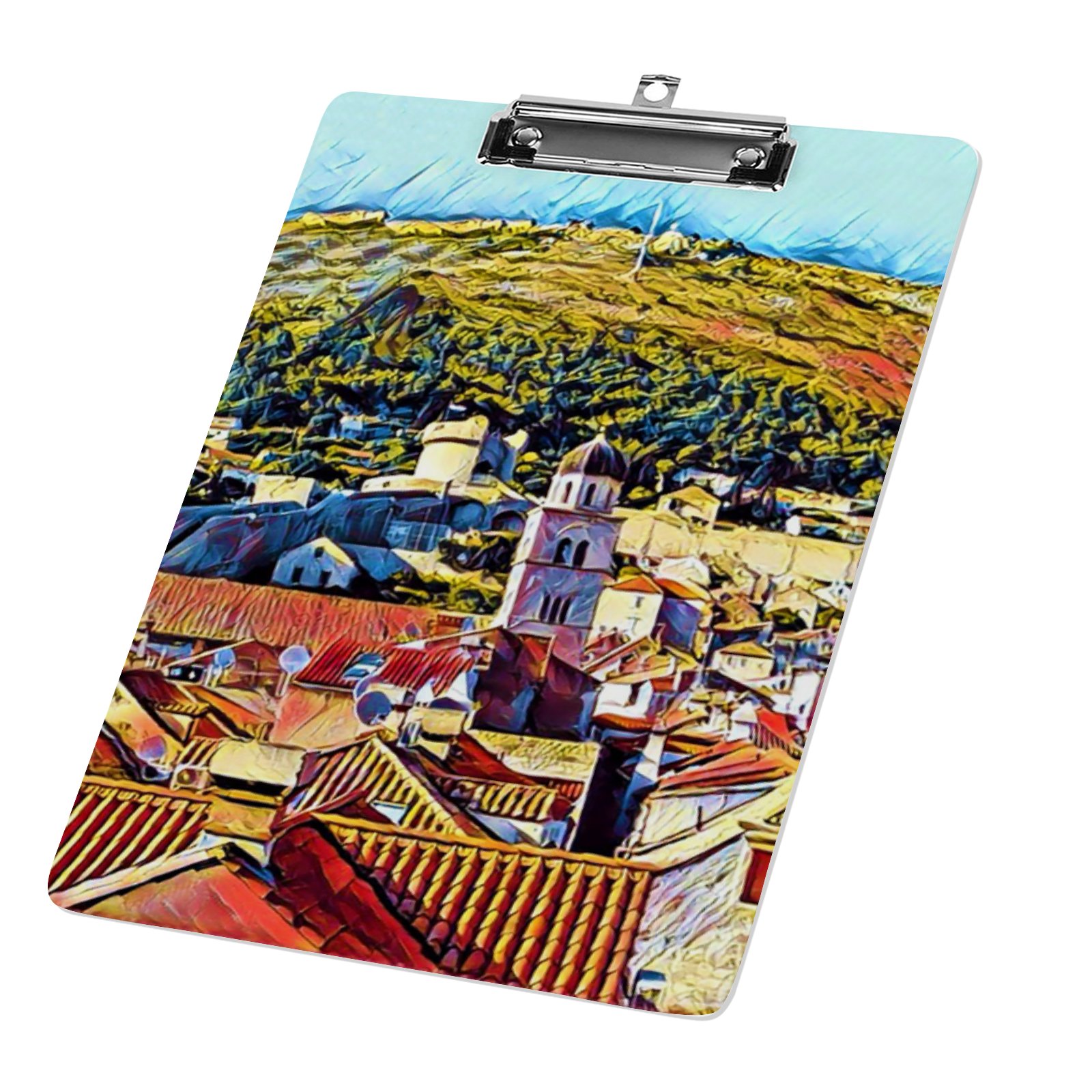 Hidove Acrylic Clipboard, Old Medieval City and Hill Standard A4 Letter ...