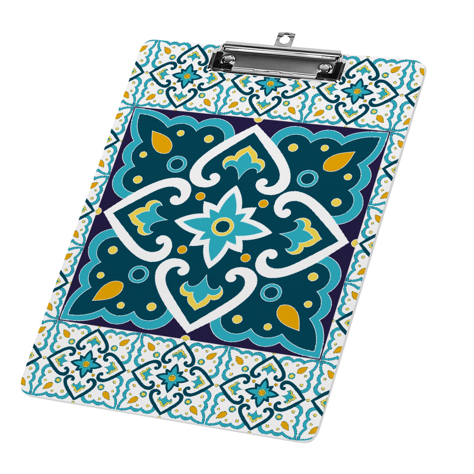 Hidove Acrylic Clipboard, Spanish Tile Pattern Standard A4 Letter Size