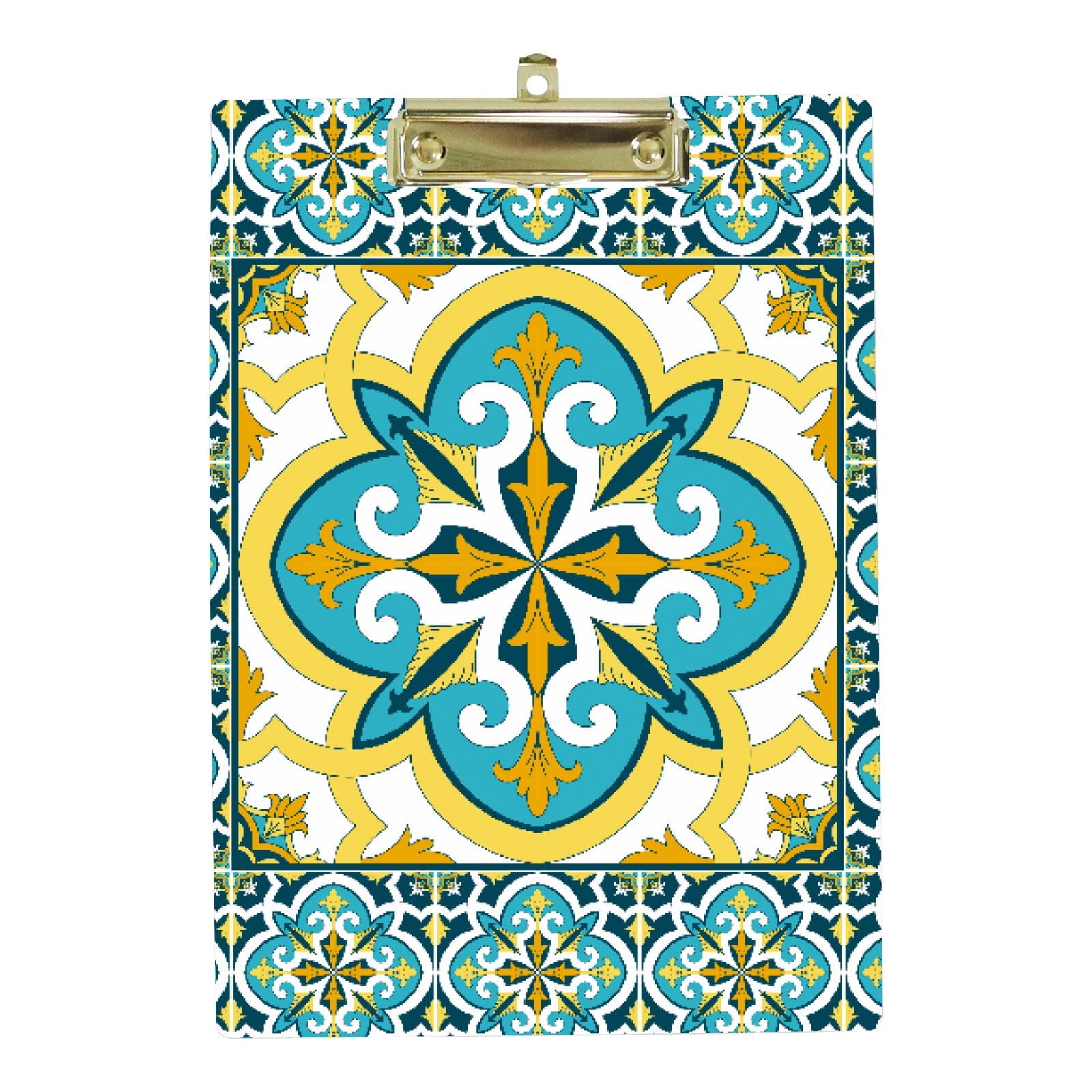 Hidove Acrylic Clipboard, Spanish Tile Pattern Standard A4 Letter Size