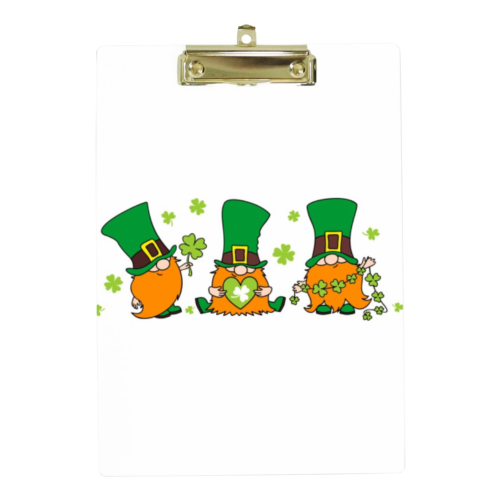 Hidove Acrylic Clipboard, St. Patrick's Day Irish Gnomes with Clover