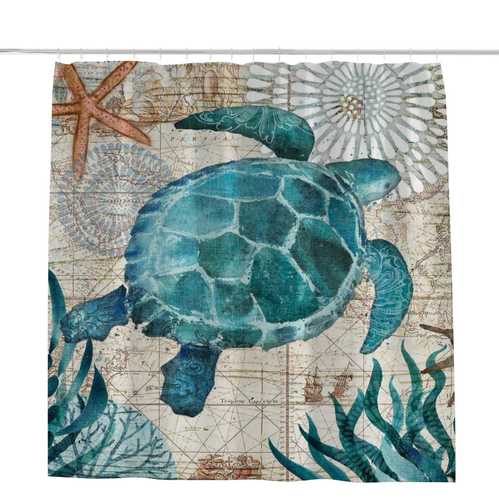 Hidove Bath Shower Curtain, Sea Turtles Shower Curtain Set with 12 Shower Curtain Hooks
