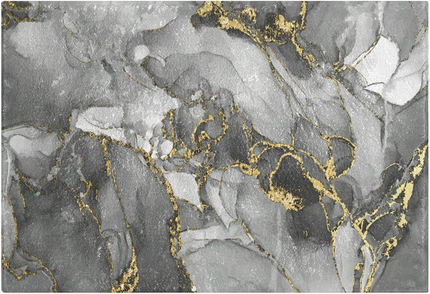 Hidove Black Gold Marble Bath Mat Set Soft High Absorbent Non Slip