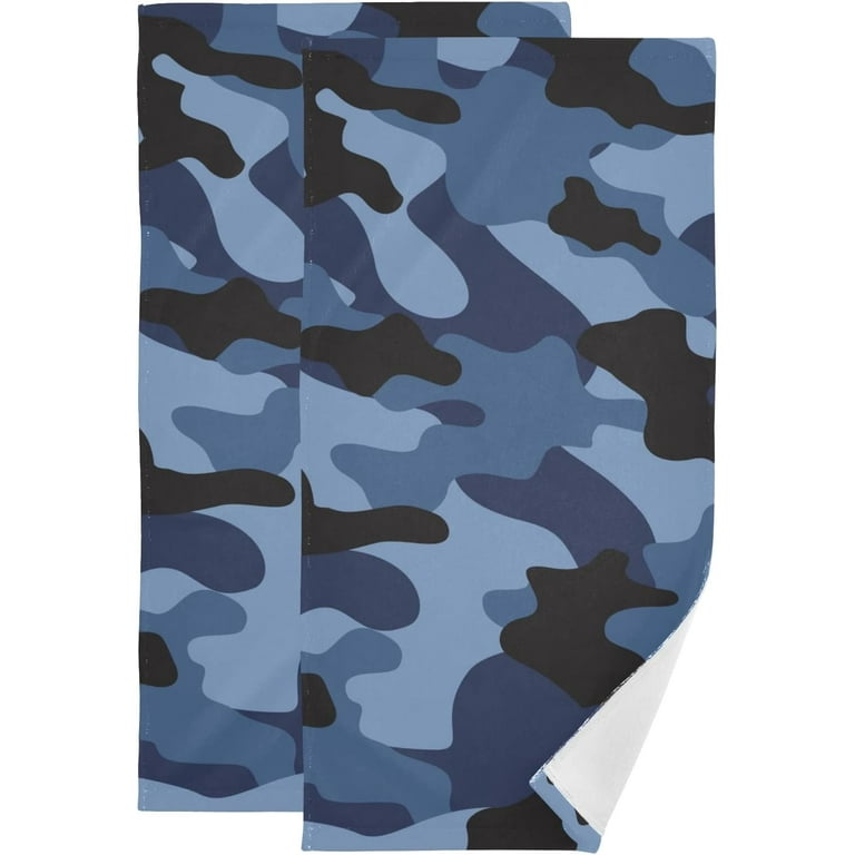 Hidove Blue Military Camouflage Hand Towels Set of 2 Luxury Print Decorative Bathroom Towels Super Soft Highly Absorbent Multipurpose Towels for Yoga Gym Spa Hotel Bathroom Kitchen 28x14 Inch Walmart....
