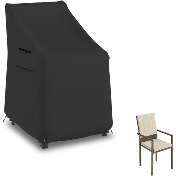Seal Skin Waterproof High-Back Chair Cover, Heavy-Duty Fabric (Black, 35" L x 28W x 35" H)