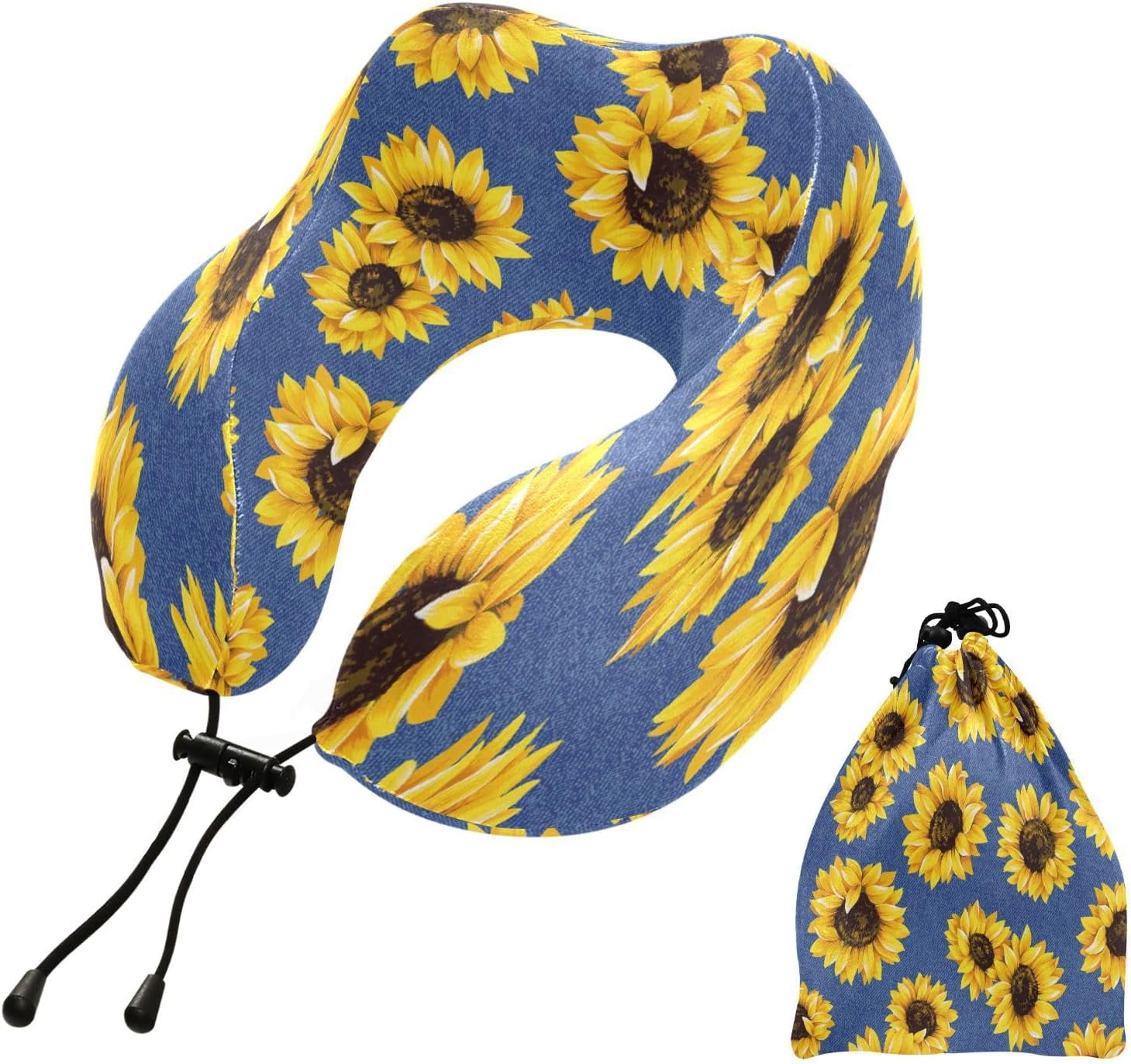 Hidove Brilliant Sunflower Travel Pillow Soft Memory Foam Neck Support