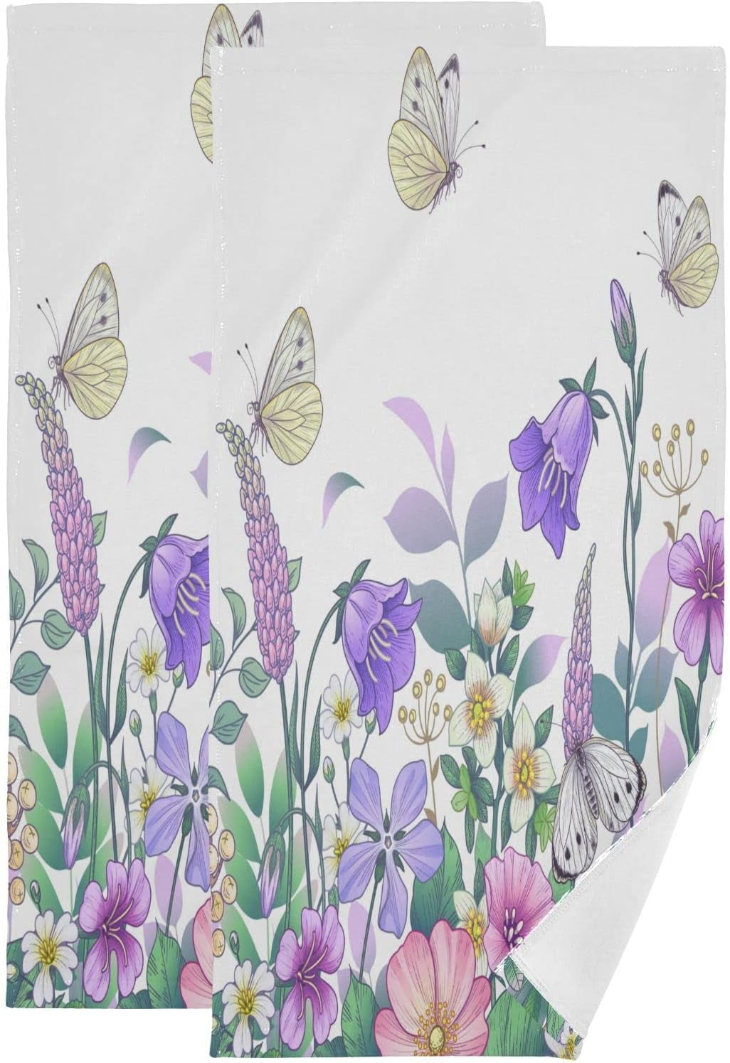 Hidove Butterfly Flowers Hand Towels, Soft & Absorbent Bathroom Guest