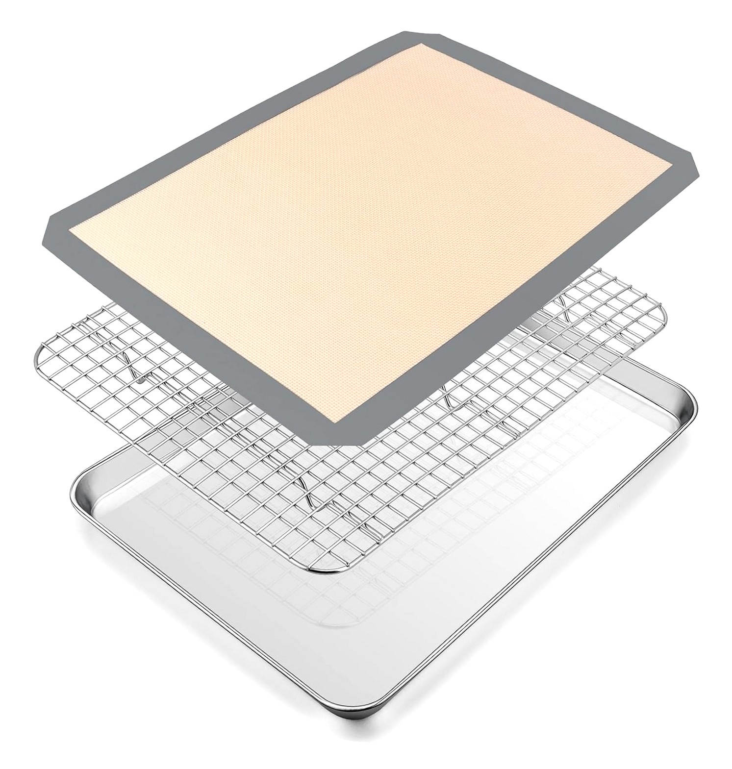 Baking Rack Toaster Hidove CHEF 16 12 1 Inch Toaster Oven Pan with Grid Rack and Mat, Steel ...