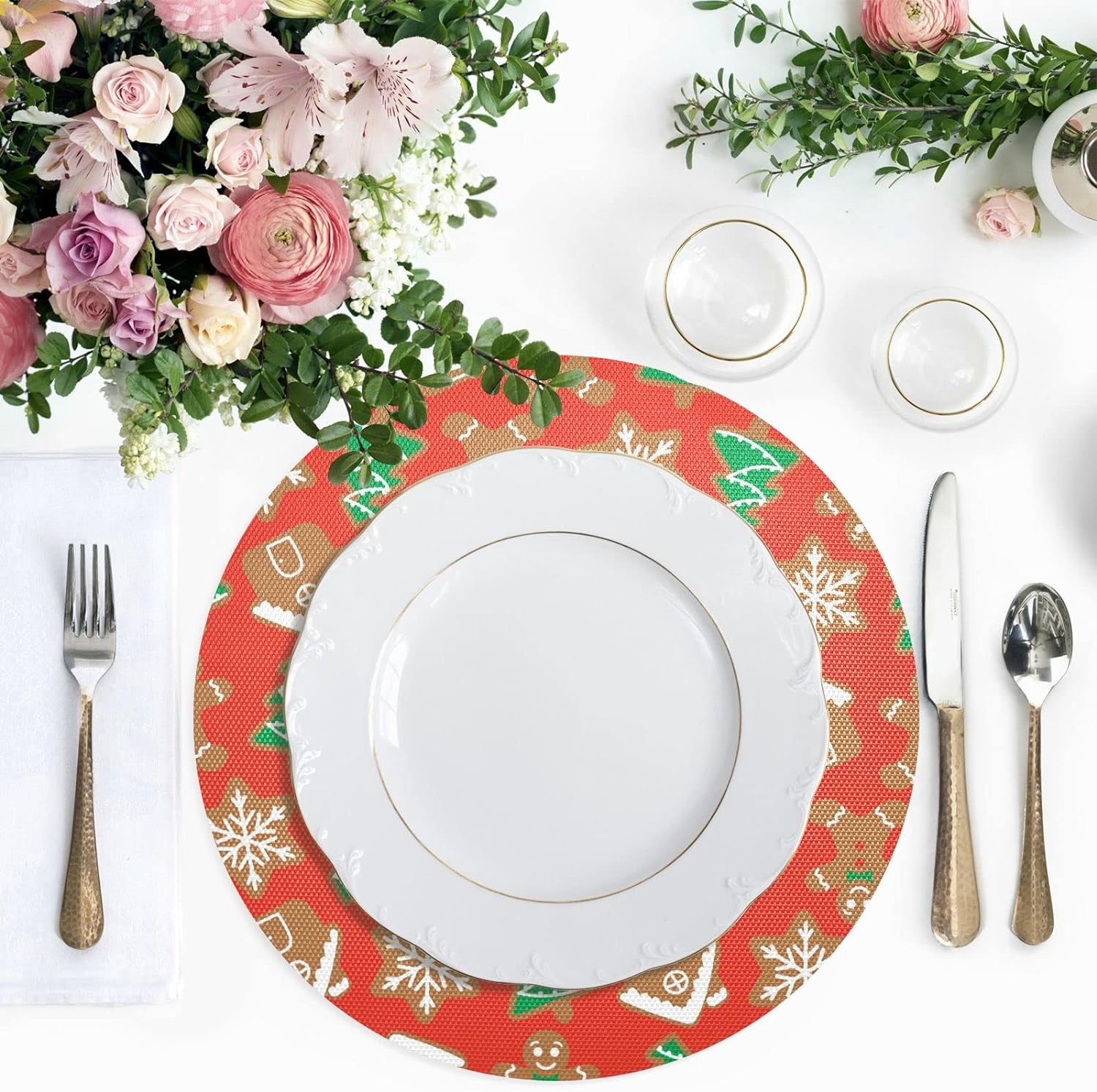 Hidove Christmas Gingerbread Placemats 1Pcs,Holidays PVC Weave Place