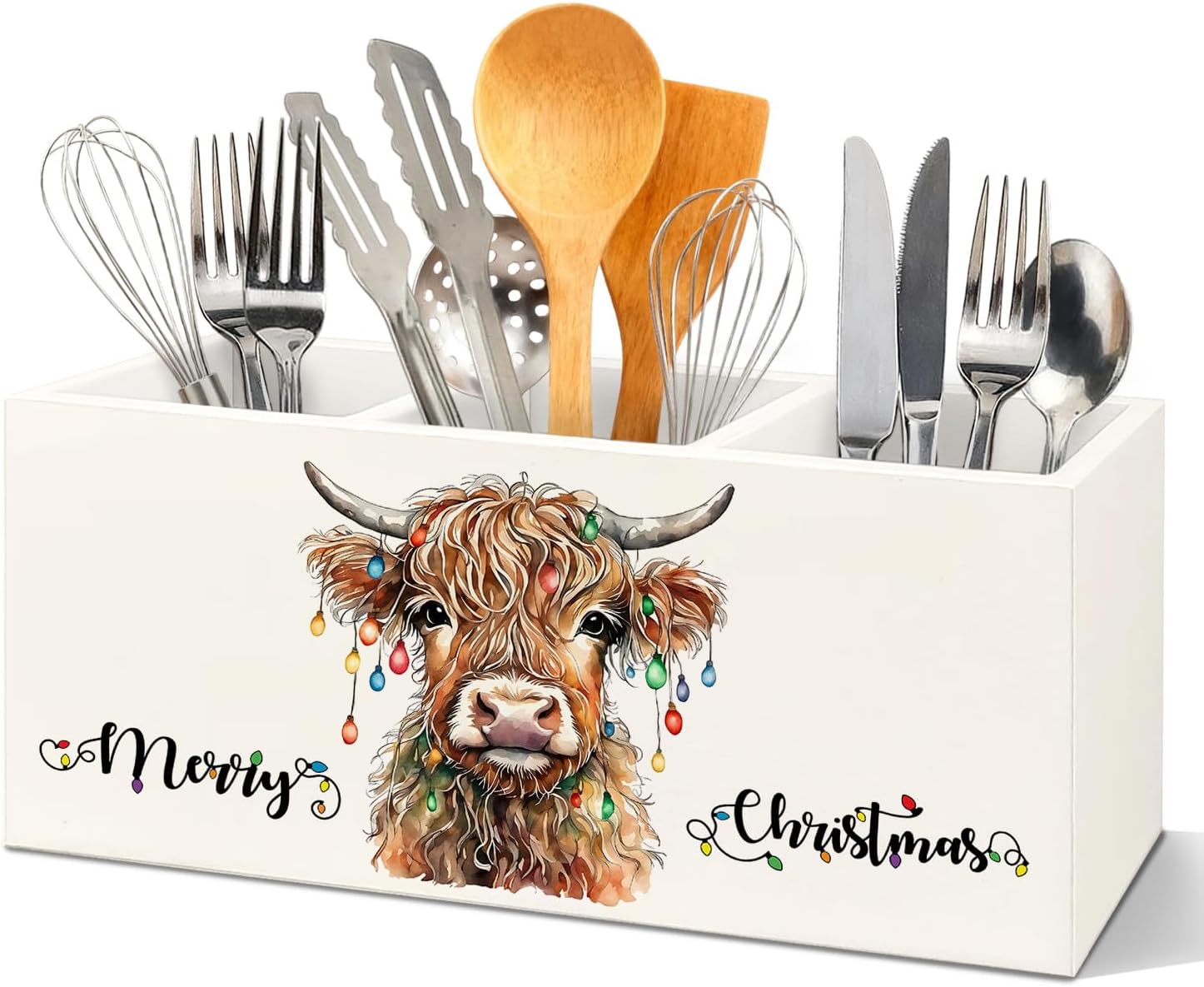 Hidove Christmas Kitchen Utensils Holder with 3 Compartments ...