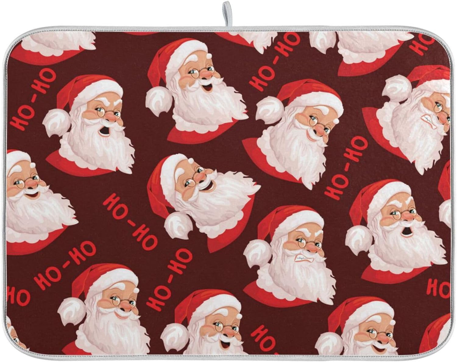 Hidove Christmas Santa Claus Dish Drying Mat Absorbent Reversible