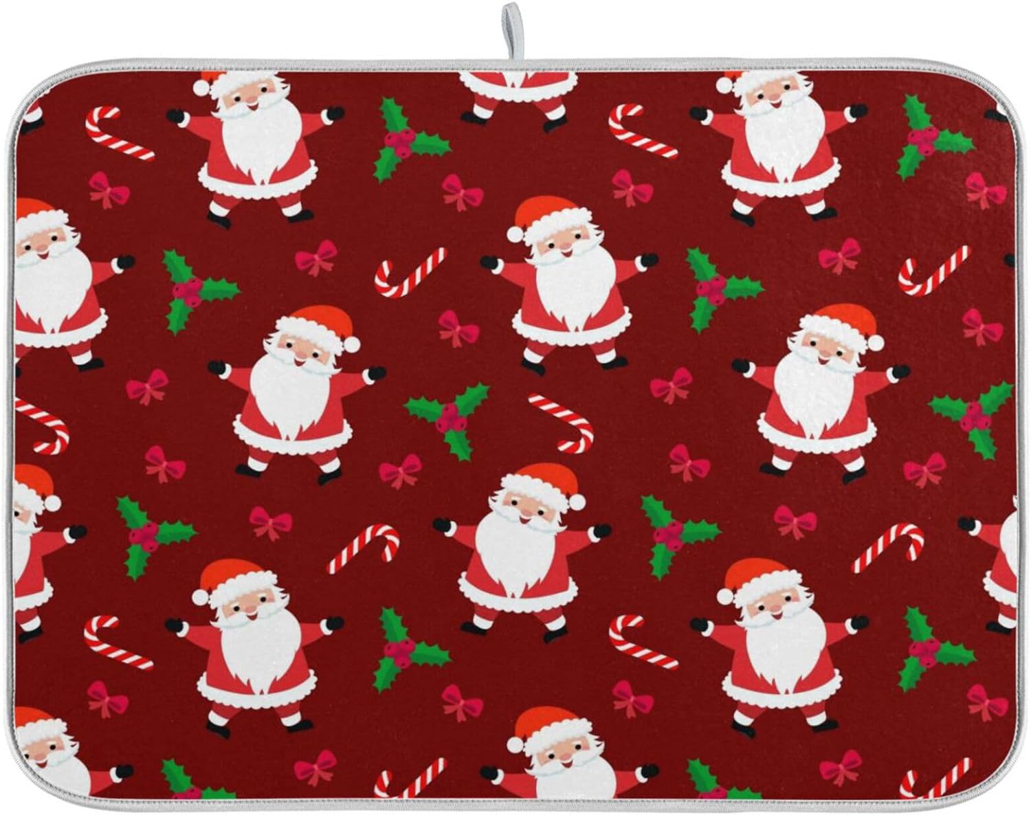 Hidove Christmas Santa Claus Dish Drying Mat Absorbent Reversible