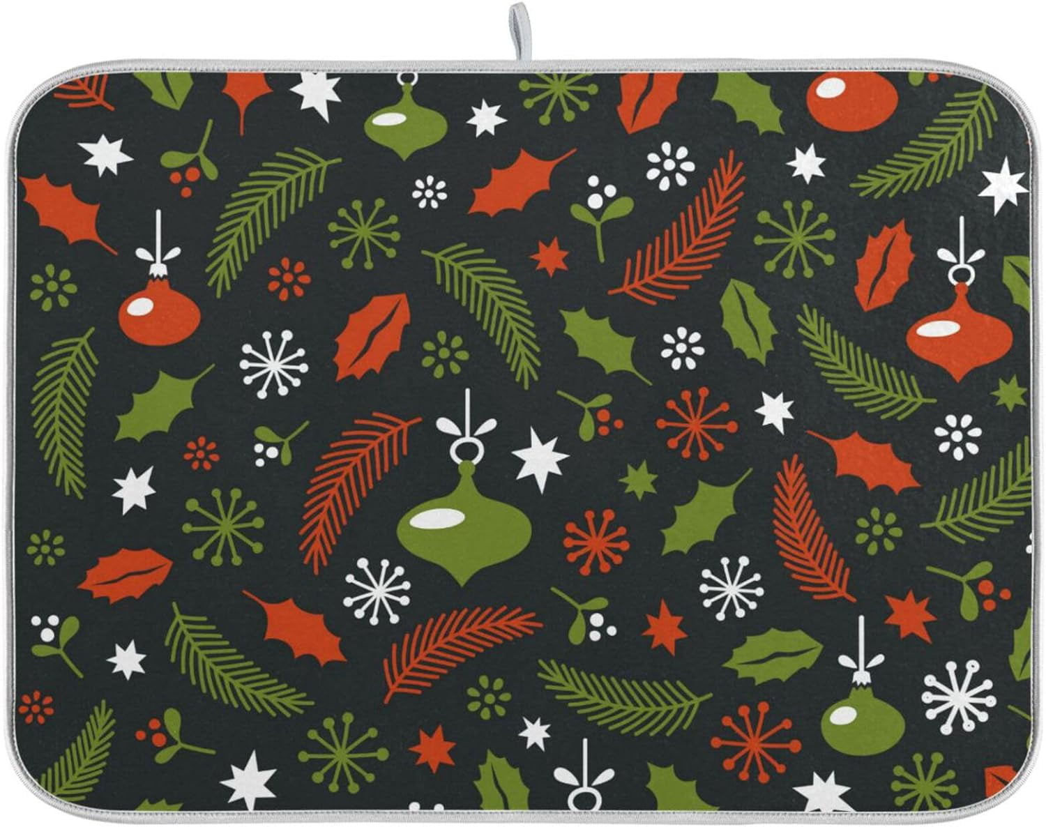 Hidove Christmas Spruce Branches Dish Drying Mat Absorbent Reversible