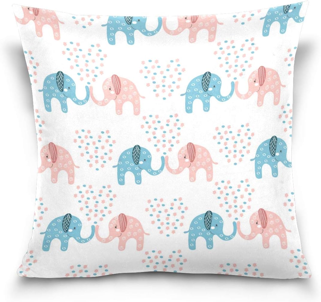 Hidove Cute Boy and Girl Elephants Velvet Oblong Lumbar Plush Throw