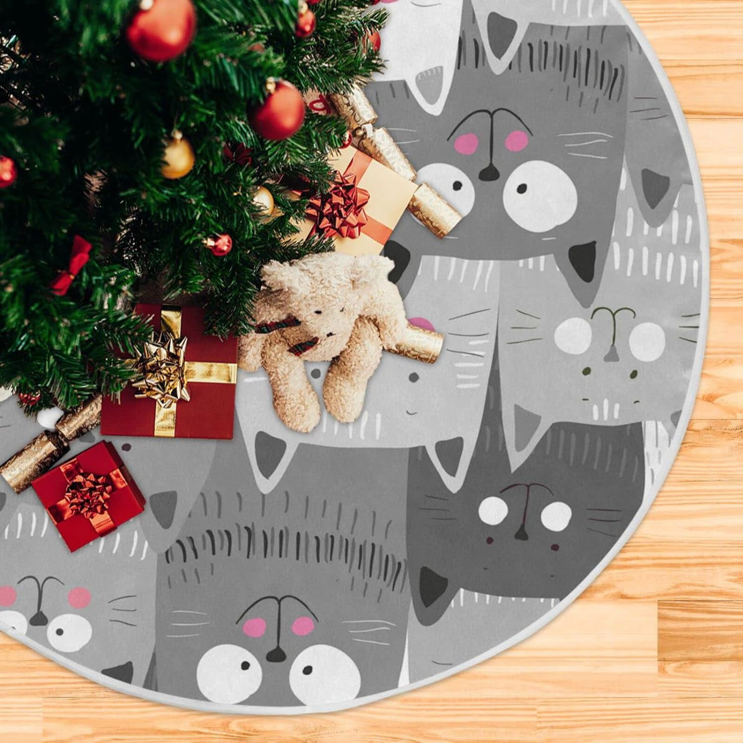Cat Christmas Tree Skirt 