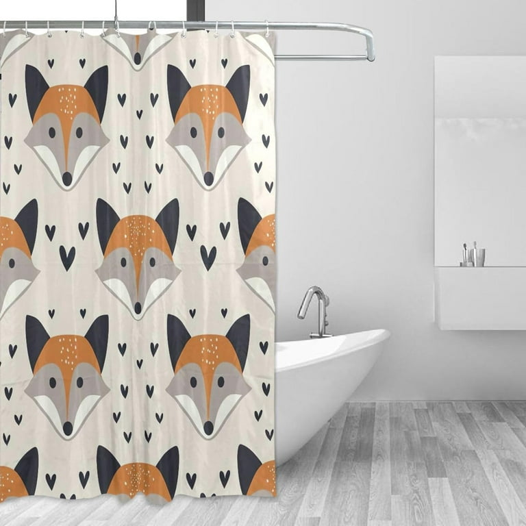 Hidove Cute Fox Shower Curtain Waterproof Fabric with 12 Hooks
