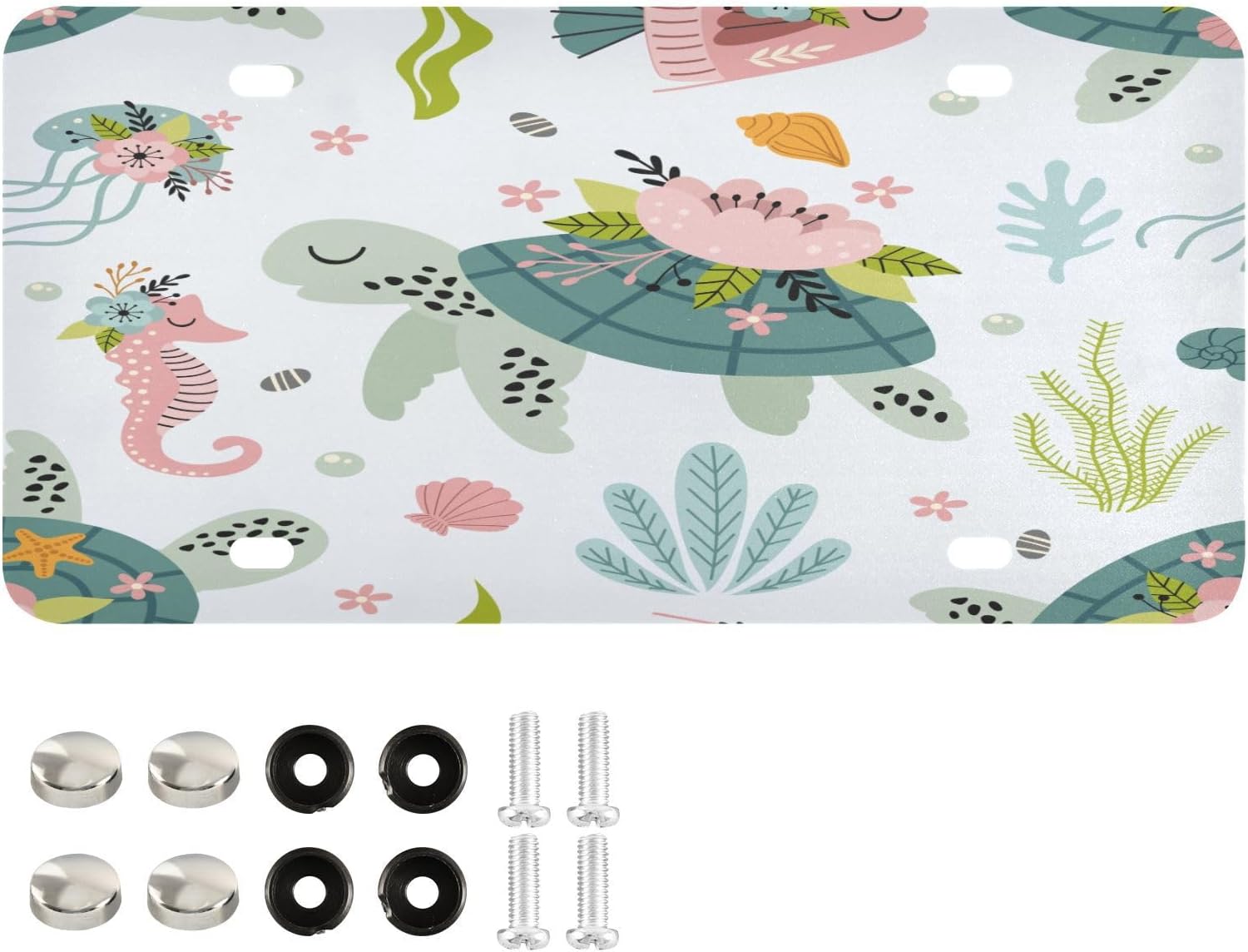 Hidove Cute Sea Turtle License Plates Front License Plate Covers Metal