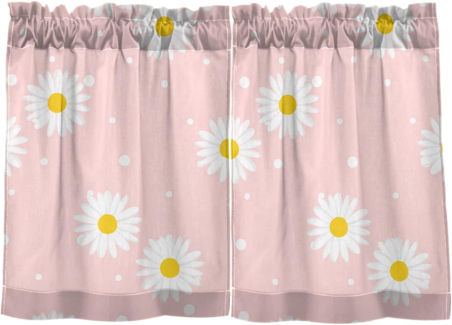Hidove Daisy Kitchen Curtains 2 Panels UV Protected Tier Curtains Half
