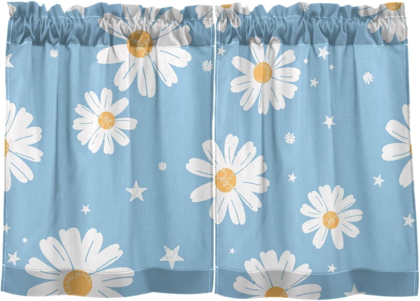 Hidove Daisy Kitchen Curtains 2 Panels UV Protected Tier Curtains Half